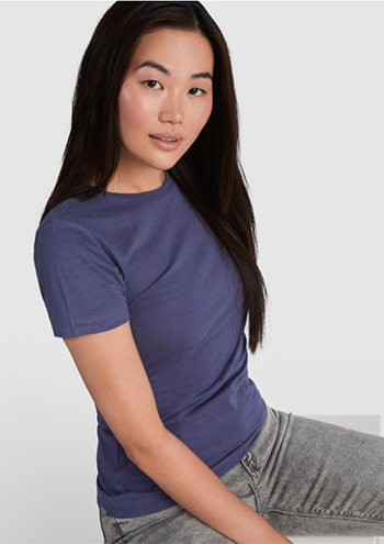 Camiseta de manga corta con cuello redondo para mujer