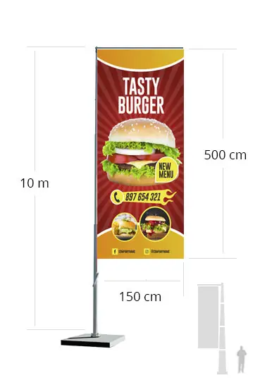 Bandera de hasta 10 metros de altura en aluminio blanco