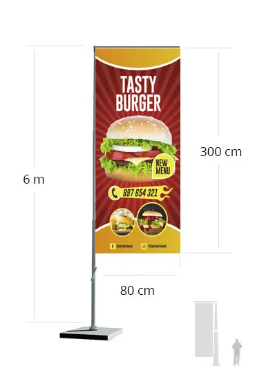 Bandera de hasta 6 metros de altura en aluminio blanco